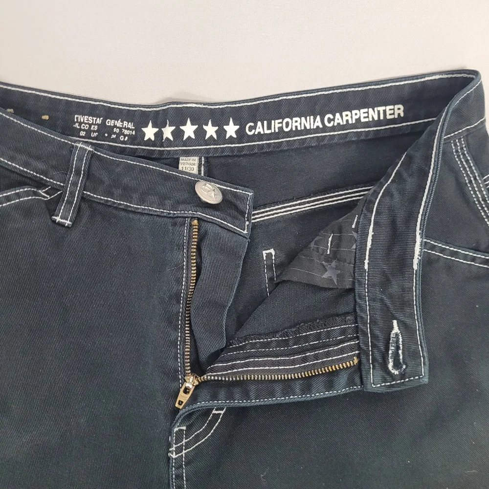 Fivestar General California Carpenter Black With White Stitching Size 11 / 30